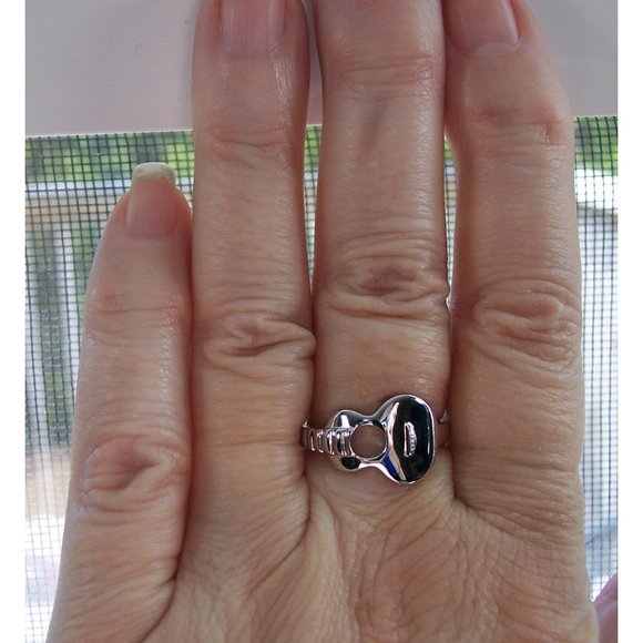 925 STERLING SILVER Acoustic Guitar Musician Ring - Picture 3 of 14